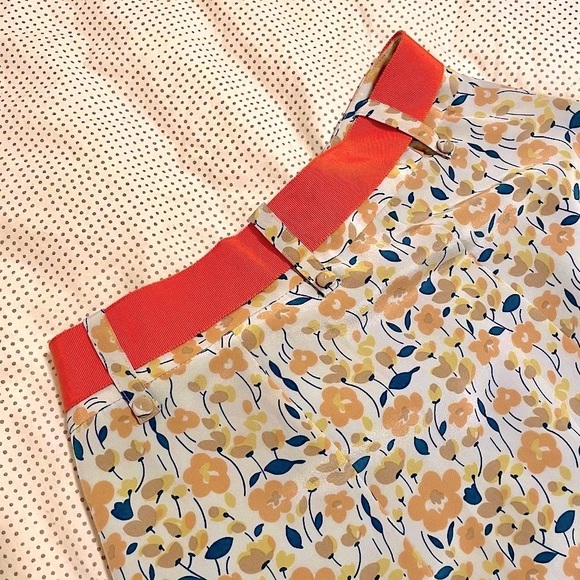 MARC JACOBS Silk Floral Print Pleated Skirt, Blue Yellow Orange, US 2 - Picture 9 of 16